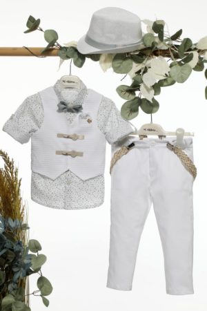 Βαπτιστικό Κοστουμάκι για Αγόρι Λευκό Α4655, Mi Chiamo, mc-24-A4655-lefko