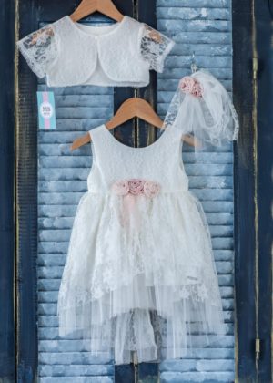 Βαπτιστικό Φορεματάκι για κορίτσι Εκρού Κ37Ε Mak Baby, mak-k37e