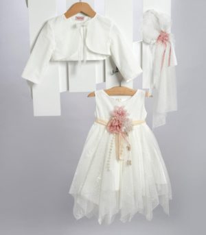 Βαπτιστικό Φορεματάκι για Κορίτσι Εκρού 2732-2, New Life, nl-2732-2