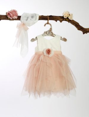 Βαπτιστικό Φορεματάκι για Κορίτσι Σομόν-Λευκό ΦΘ-6, Lollipop, bls-23-fth-6