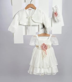 Βαπτιστικό Φορεματάκι για Κορίτσι Εκρού 2728-2, New Life, nl-2728-2