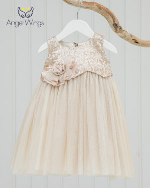 Βαπτιστικό φορεματάκι για κορίτσι Crystal, Angel Wings, aw-20-148-beige