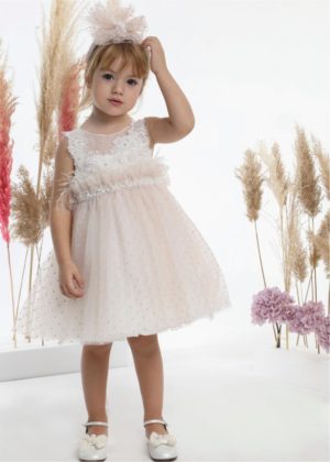 Βαπτιστικό φορεματάκι για κορίτσι Ιβουάρ-Ροζ Κ4518Φ-ΙΡ, Mi Chiamo, mc22-K4518F-IP