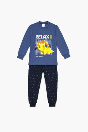 Πιτζάμα Παιδική Χειμερινή με Τύπωμα Relax για Αγόρι Ραφ-Μαρίν, Βαμβακερή 100% - Pretty Baby, pb-68184
