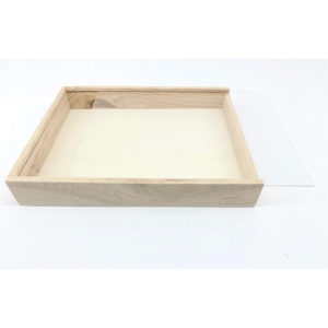 Ξύλινο Κουτί με Plexiglass Καπάκι για Μπομπονιέρα ή Προσκλητήριο 18x14x2,1cm | Β59Φ, rin-b59f