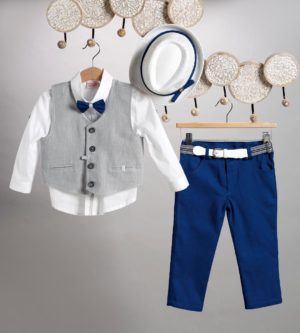 Βαπτιστικό Κοστουμάκι για Αγόρι Ραφ-Γκρι 2801-2, New Life, nl-2801-2
