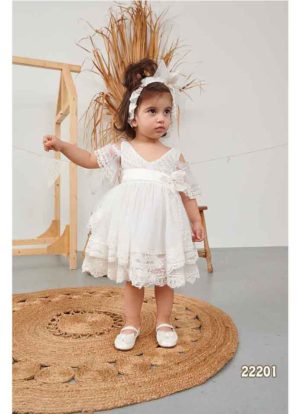 Βαπτιστικό Φορεματάκι Λευκό Μπόχο για κορίτσι 22201, Bonito, bon-22201