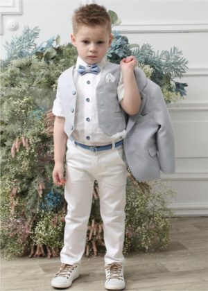 Βαπτιστικό Κοστουμάκι για Αγόρι Σιέλ-Λευκό Α4621-ΣΛ, Mi Chiamo, mc23-A4621-SL
