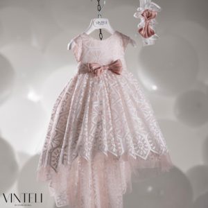 Βαπτιστικό Φορεματάκι για κορίτσι Ιβουάρ-Σομόν CLS6317, Vinteli, vn-24-CLS6317
