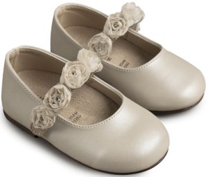 Babywalker Βαπτιστικό Παπουτσάκι Περπατήματος για Κορίτσι Γοβάκι Μονή Μπαρέτα με Λουλούδια BS3523 Εκρού, bwalker19-BS-3523-ivory