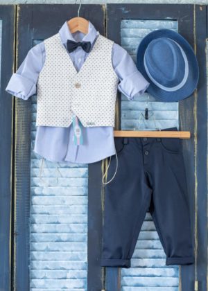 Βαπτιστικό Κοστουμάκι για αγόρι Μπλε-Ιβουάρ ΑΕ47 Mak Baby, mak-ae47