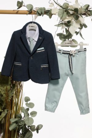 Βαπτιστικό Κοστουμάκι για Αγόρι Οινοπνευματί-Μπλε Α4672, Mi Chiamo, mc-24-A4672