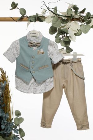 Βαπτιστικό Κοστουμάκι για Αγόρι Σιέλ-Μπεζ Α4654, Mi Chiamo, mc-24-A4654