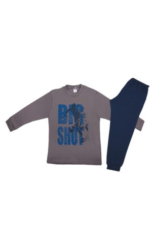 Πιτζάμα Παιδική Χειμερινή με Τύπωμα Big Shot για Αγόρι Γκρι-Ραφ, Βαμβακερή 100% - Pretty Baby, pb-63974-gri-raf