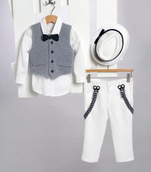 Βαπτιστικό Κοστουμάκι για Αγόρι Λευκό 2715-2, New Life, nl-2715-2