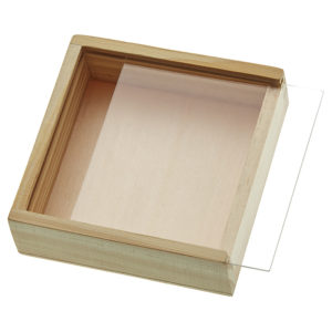 Ξύλινο Κουτάκι με Πλέξι (8x8x2,5cm) - NU2214, nv-10.00050.2214