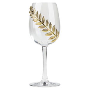 Ποτήρι Κρασιού με Χρυσά Φυλλαράκια PR456, nv23-25-00071-9456