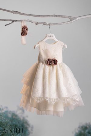 Βαπτιστικό Φορεματάκι για κορίτσι Εκρού 6206, Vinteli, vn-6206