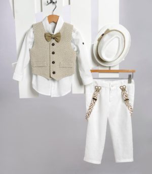 Βαπτιστικό Κοστουμάκι για Αγόρι Λευκό 2715-1, New Life, nl-2715-1