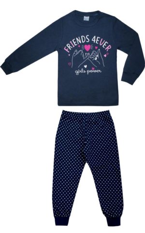 Πιτζάμα Παιδική Χειμερινή με Τύπωμα 4Ever για Κορίτσι Ραφ-Ροζ, Βαμβακερή 100% - Pretty Baby, pb-64985-raf-roz