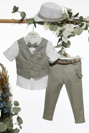 Βαπτιστικό Κοστουμάκι για Αγόρι Λαδί Α4662, Mi Chiamo, mc-24-A4662