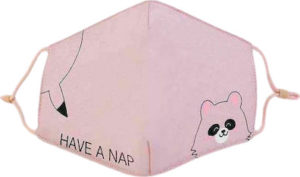 Natural Home Βαμβακερή Παιδική Μάσκα με Ρυθμιζόμενο Λάστιχο Have A Nap Raccoon Ροζ 1τμχ, nat-201025