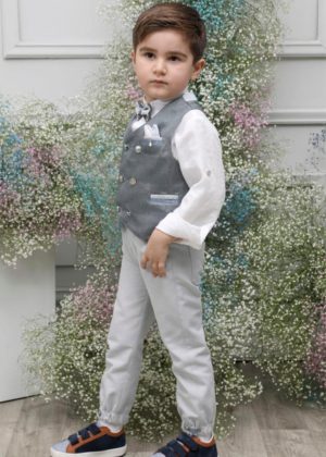 Βαπτιστικό Κοστουμάκι για Αγόρι Γκρι Α4636-ΣΓ, Mi Chiamo, mc23-A4636-SG