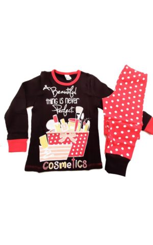 Πιτζάμα Παιδική Χειμερινή με Τύπωμα για Κορίτσι Μαύρο-Κόκκινο, Βαμβακερή 100% - Pretty Baby, pb-64926