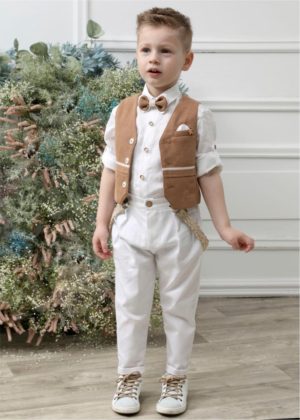 Βαπτιστικό Κοστουμάκι για Αγόρι Ταμπά-Λευκό Α4626-ΤΛ, Mi Chiamo, mc23-A4626-TL