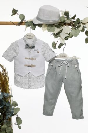 Βαπτιστικό Κοστουμάκι για Αγόρι Λευκό-Σιέλ Α4655, Mi Chiamo, mc-24-A4655-lefko-siel