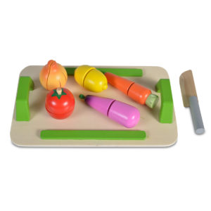 Ξύλινη Εκπαιδευτική Επιφάνεια Κοπής με Λαχανικά και Ξύλινο Μαχαίρι 4308 3800146221072 - Moni Toys, moni-107903