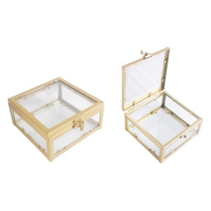 Γυάλινο Κουτί με Χρυσό Περίγραμμα 12cm | Μ107, rin-m107