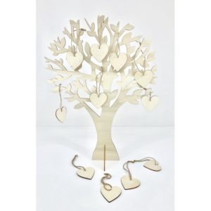 Ξύλινο Δέντρο Ευχών με 50 Καρδιές ΞΚ7 | ΤΡ25Ν, rin-tr25n
