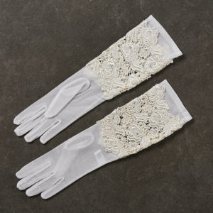 Νυφικά Γάντια με Δαντέλα Λευκά 1261-14, nv-02.02800.000