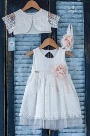 Βαπτιστικό φορεματάκι για κορίτσι Εκρού Κ73 Mak Baby, mak-k73