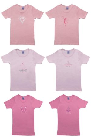 Παιδικά Φανελάκια 6 τμχ Κοντό Μανίκι Ροζ Βαμβακερά 100% - Pretty Baby, pb-47492