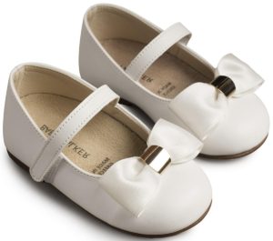 Babywalker Βαπτιστικό Παπουτσάκι Περπατήματος για Κορίτσι Γοβάκι Μονή Μπαρέτα με Φιόγκο BS3537 Λευκό, bwalker19-BS-3537-white