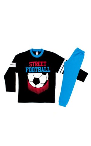 Πιτζάμα Παιδική Χειμερινή με Τύπωμα Street Football για Αγόρι Μαύρο-Ρουά, Βαμβακερή 100% - Pretty Baby, pb-63920