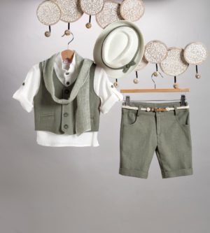 Βαπτιστικό Κοστουμάκι για Αγόρι Εκρού-Χακί 2815-2, New Life, nl-2815-2