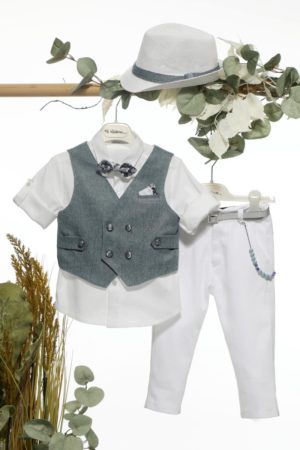 Βαπτιστικό Κοστουμάκι για Αγόρι Ραφ-Λευκό Α4659, Mi Chiamo, mc-24-A4659-raf-lefko