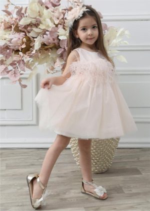 Βαπτιστικό Φορεματάκι για Κορίτσι Blush Pink Κ4570Φ-BP, Mi Chiamo, mc23-K4570F-BP