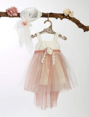 Βαπτιστικό Φορεματάκι για Κορίτσι Σομόν-Λευκό ΦΘ-5, Lollipop, bls-23-fth-5