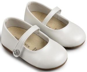 Babywalker Βαπτιστικό Παπουτσάκι Περπατήματος για Κορίτσι Γοβάκι Μονή Μπαρέτα με Στρασένιο Κουμπάκι BS3502 Λευκό, bwalker19-BS-3502-leuko