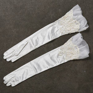 Νυφικά Γάντια με Δαντέλα και Διαφάνεια Λευκά 1269-20”, nv23-02-04200-102