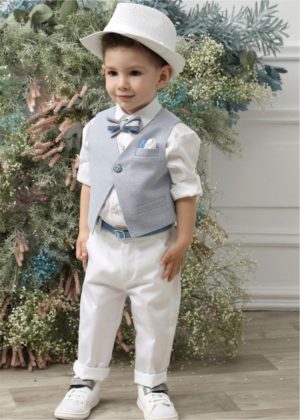 Βαπτιστικό Κοστουμάκι για Αγόρι Σιέλ-Λευκό Α4622-ΣΛ, Mi Chiamo, mc23-A4622-SL