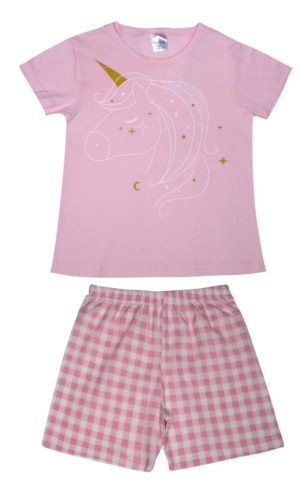Παιδική Καλοκαιρινή Πιτζάμα για Κορίτσι Unicorn Ροζ Ψιλή Πλέξη Υφάσματος, Βαμβακερή 100% - Pretty Baby, pb-63146-roz
