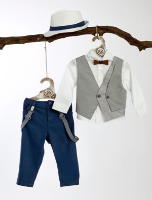 Βαπτιστικό Κοστουμάκι για Αγόρι Μπλε-Γκρι ΚΛ-18, Lollipop, bls-23-kl-18