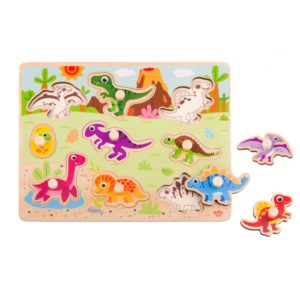 Ξύλινο Παζλ Σφηνώματα Δεινόσαυροι Dinosaur Puzzle TY859 10τμχ 6970090043239 18m+ - Tooky Toy, ktp-TY859