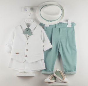 Βαπτιστικό κοστουμάκι για αγόρι Davis Μέντα-Λευκό 9735, Bambolino, bmb-9735