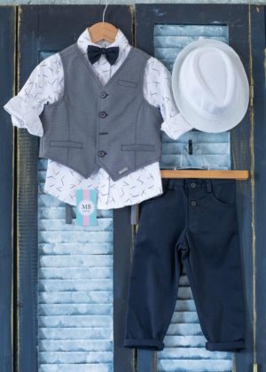 Βαπτιστικό κοστουμάκι για αγόρι Γκρι-Μπλε ΑΕ63 Mak Baby, mak-ae63